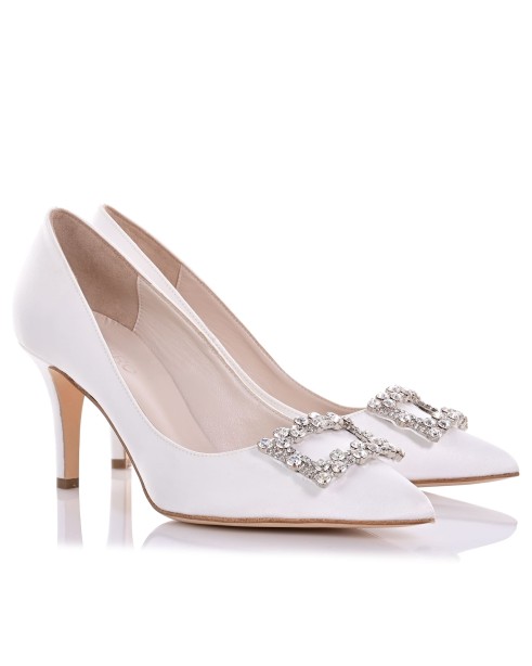 Bridal Pumps White Satin
