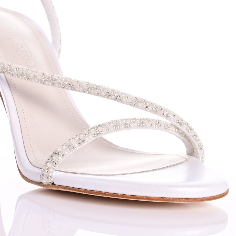 Bridal Sandals White Pearl Leather