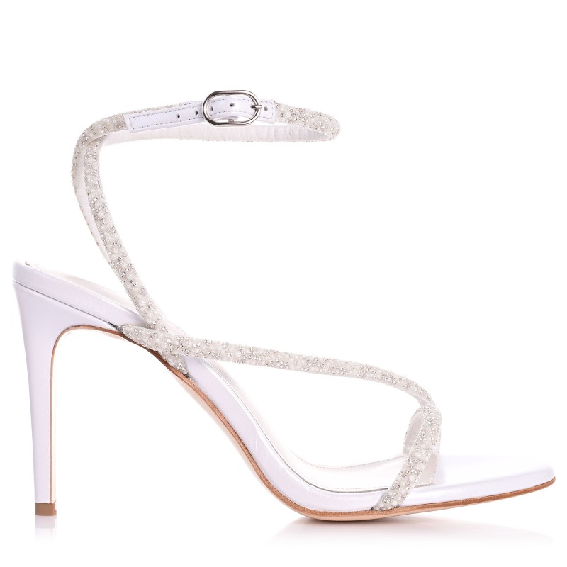 Bridal Sandals White Pearl Leather