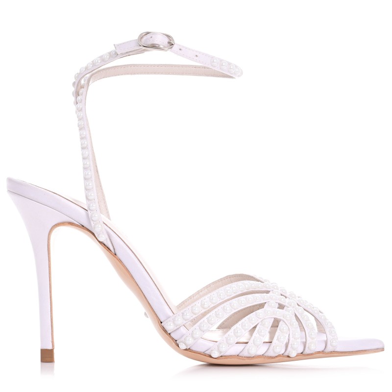 White Satin Bridal Sandals