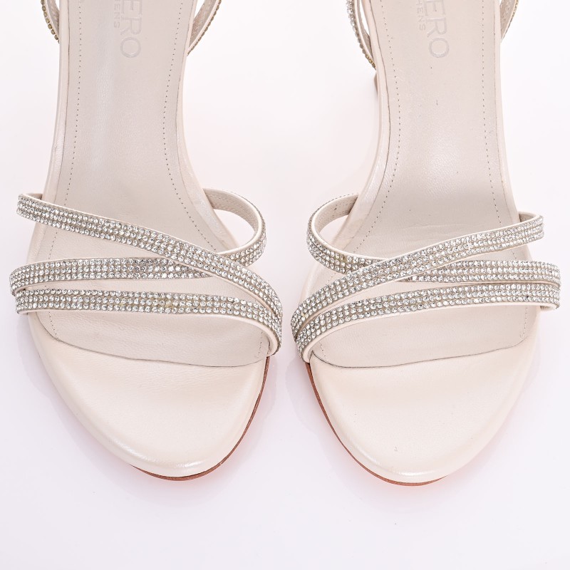 Bridal Sandals Ivory Pearl Leather
