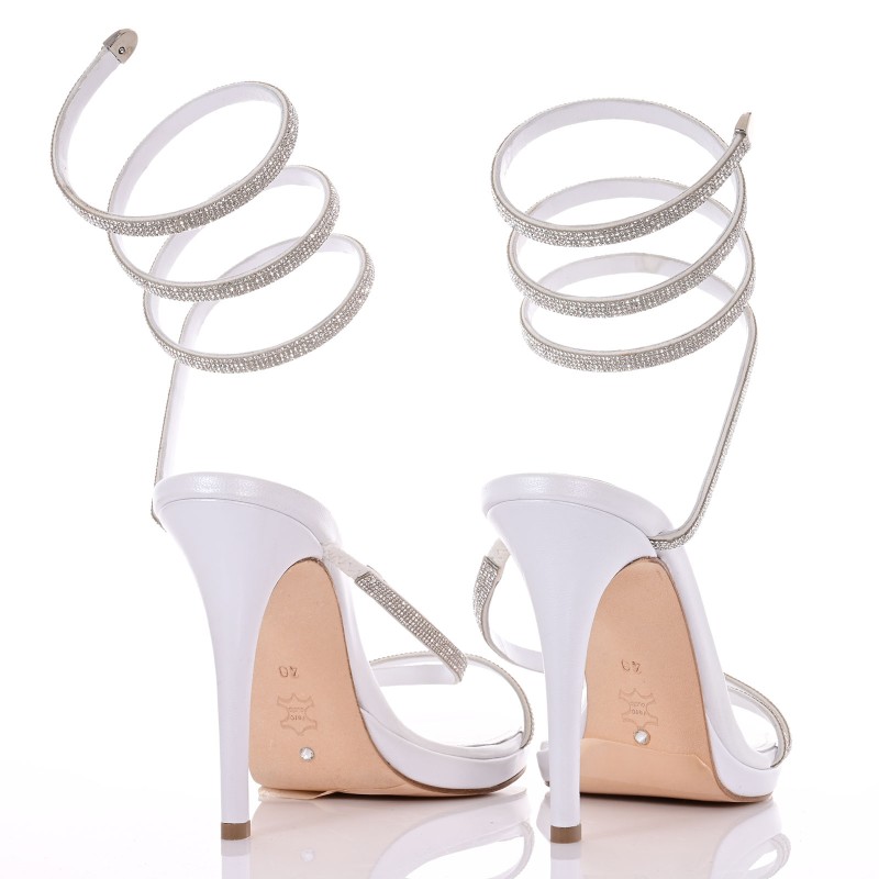 Bridal Sandals White Pearl Leather
