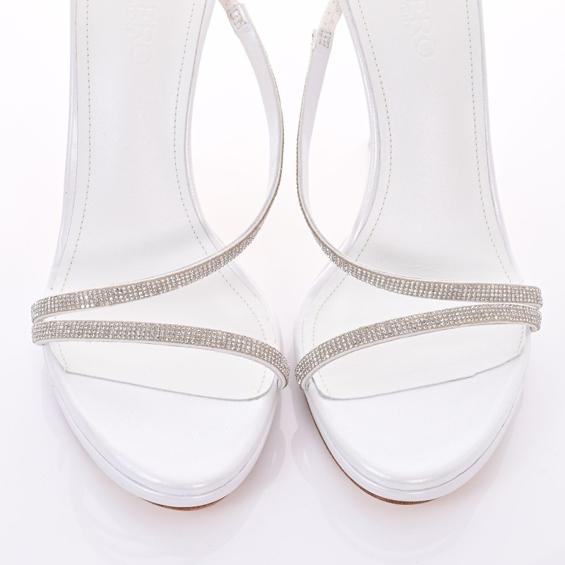 Bridal Sandals White Pearl Leather