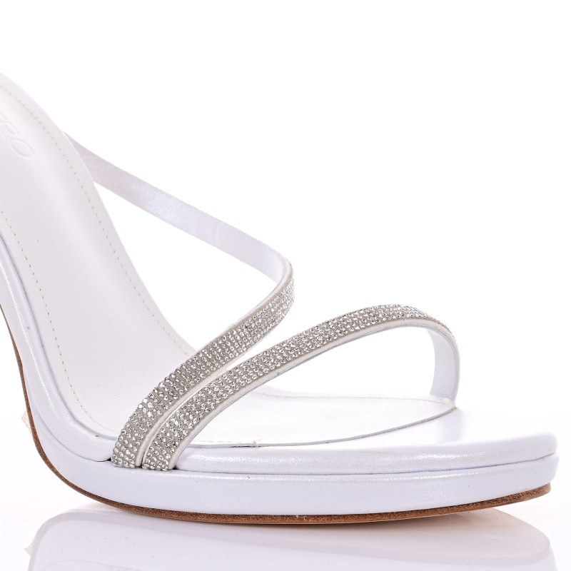 Bridal Sandals White Pearl Leather