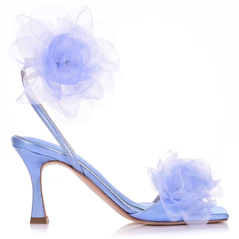 Bridal Sandals Sky Blue Metallic Leather