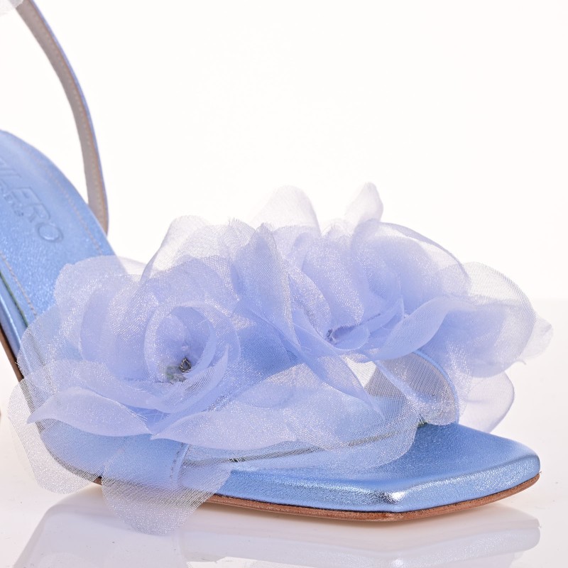 Bridal Sandals Sky Blue Metallic Leather
