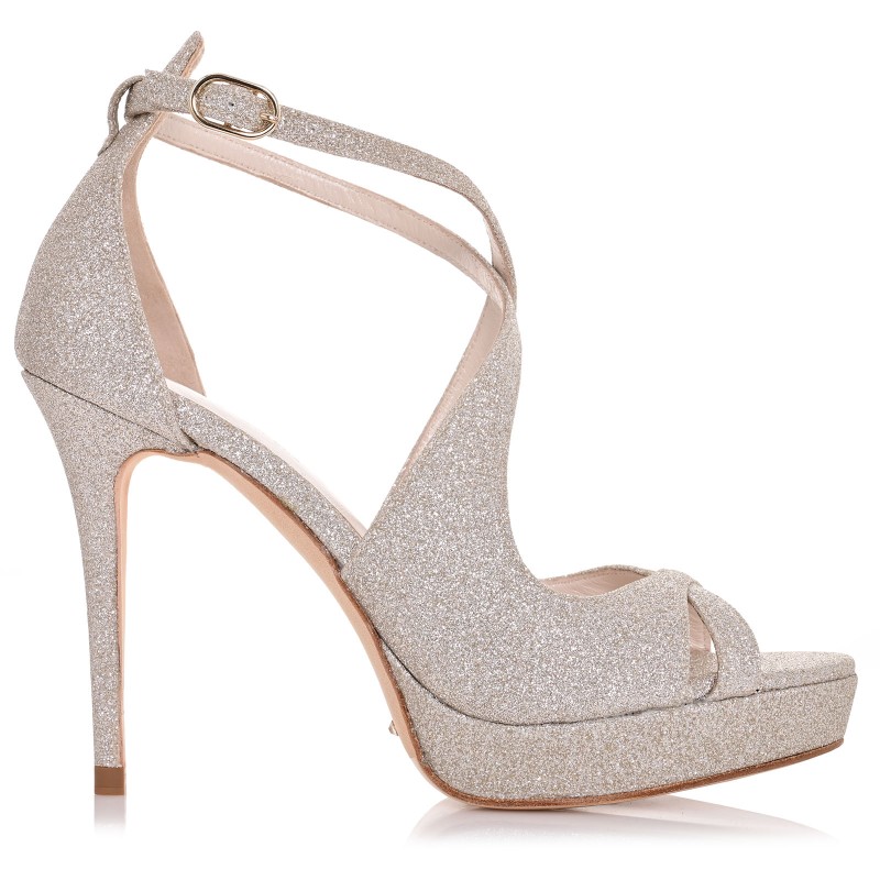 Bridal Sandals Gold Glitter