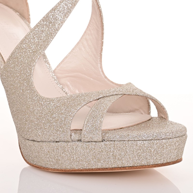 Bridal Sandals Gold Glitter