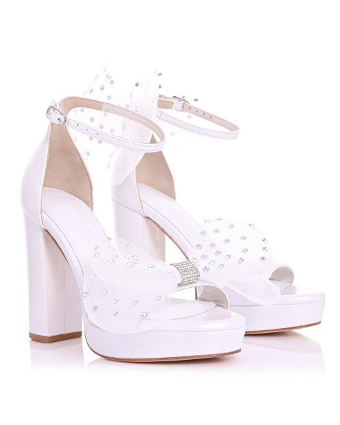 Bridal Sandals White Pearl Leather