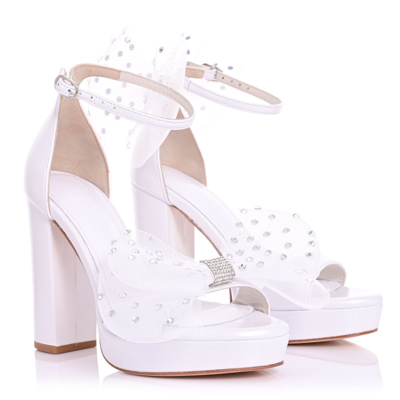 Bridal Sandals White Pearl Leather