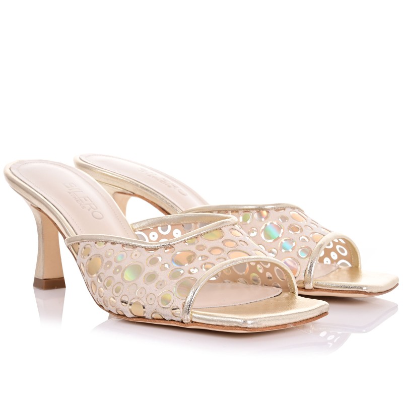 Women's Gold Leather Mules
