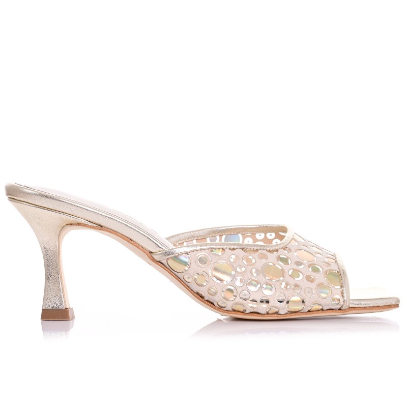 Women's Gold Leather Mules