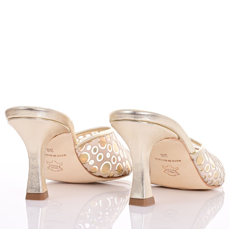 Women's Gold Leather Mules