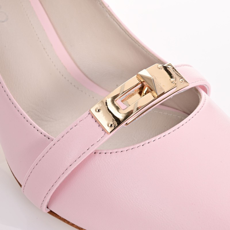 Women's Pink Leather Pumps