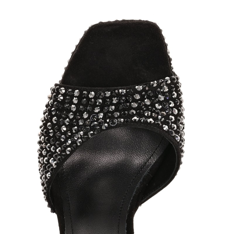 Women Sandals Black Suede Leather