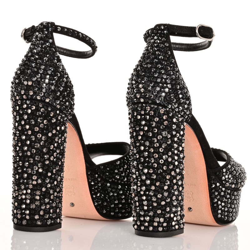 Women Sandals Black Suede Leather