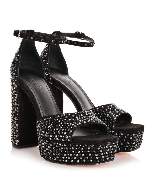 Women Sandals Black Suede Leather