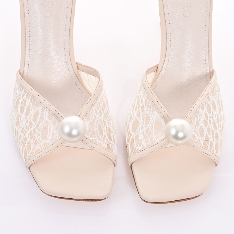 Ivory Leather Bridal Sandals