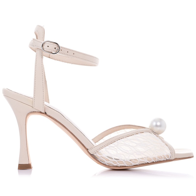Ivory Leather Bridal Sandals