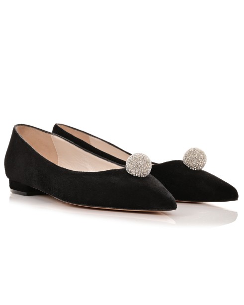Women Black Suede Ballet Flats