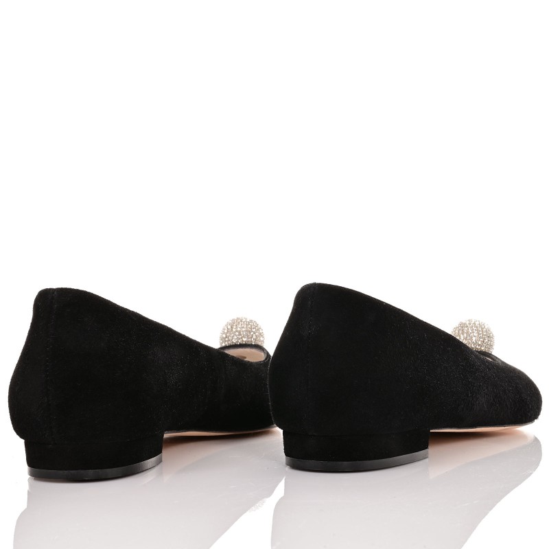 Women Black Suede Ballet Flats