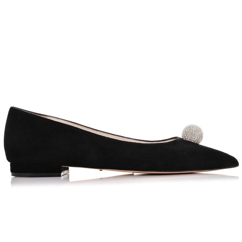 Women Black Suede Ballet Flats