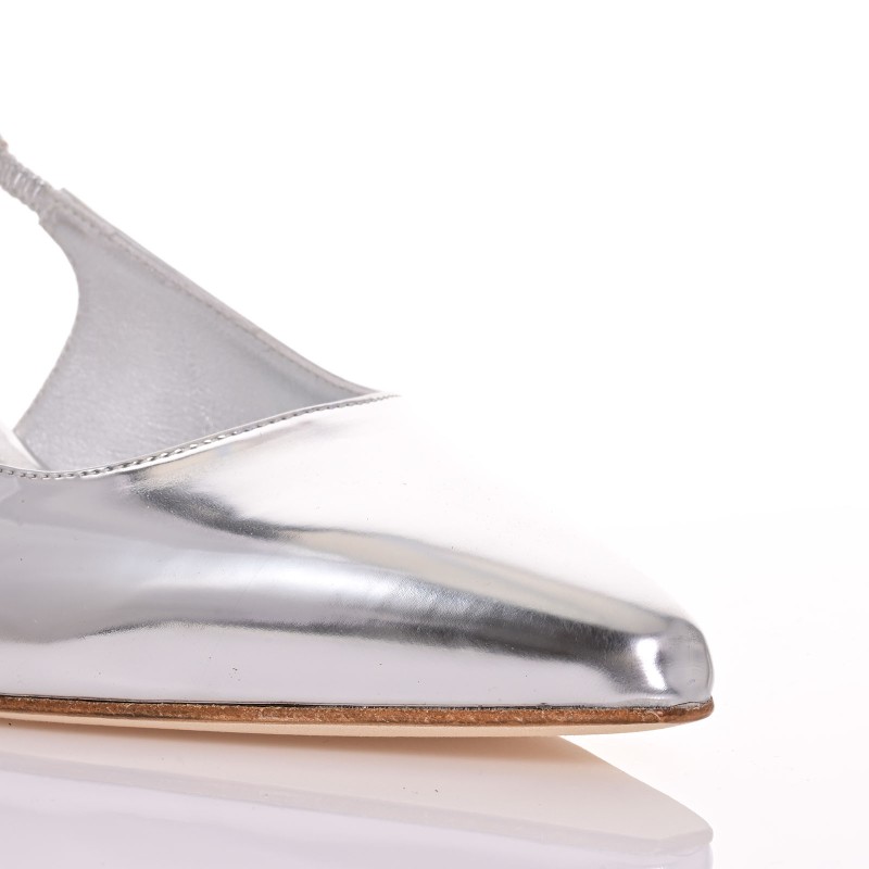Silver Mirror Leather Bridal Pumps