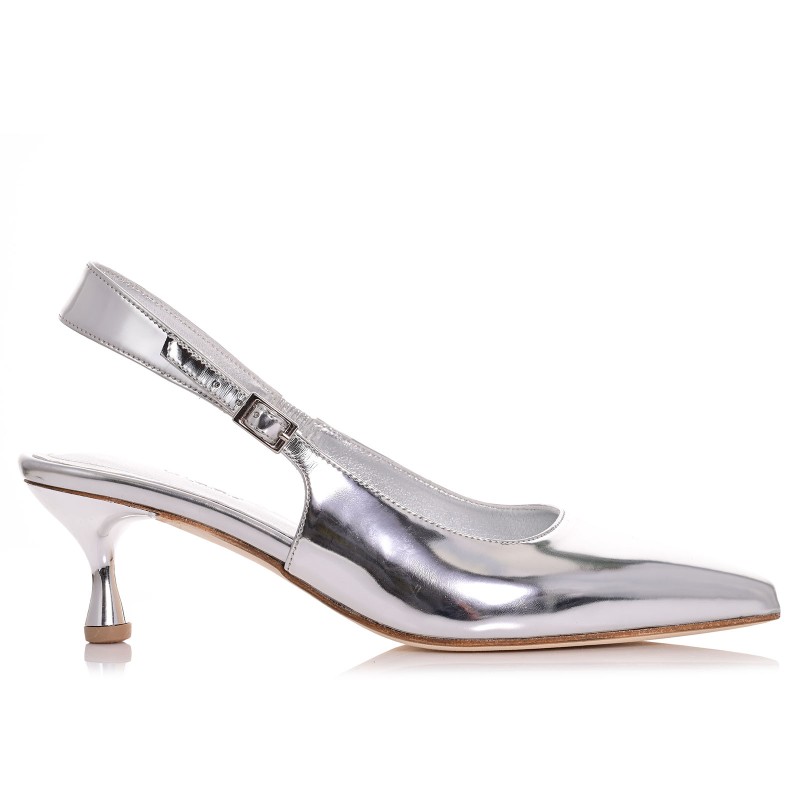 Silver Mirror Leather Bridal Pumps