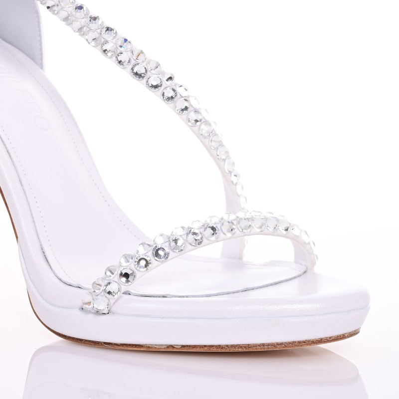 White Pearl Leather Bridal Sandals