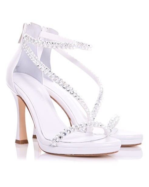 White Pearl Leather Bridal Sandals