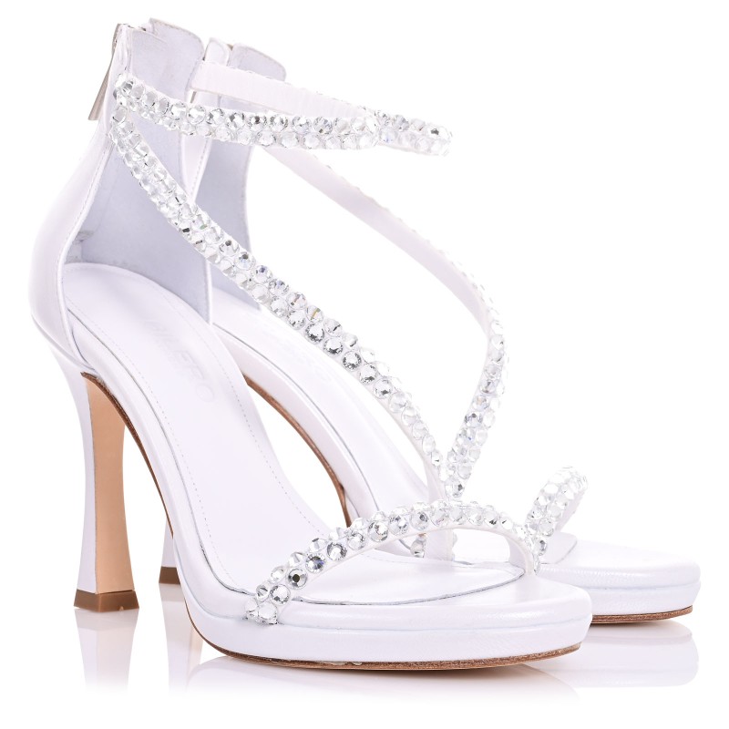 White Pearl Leather Bridal Sandals