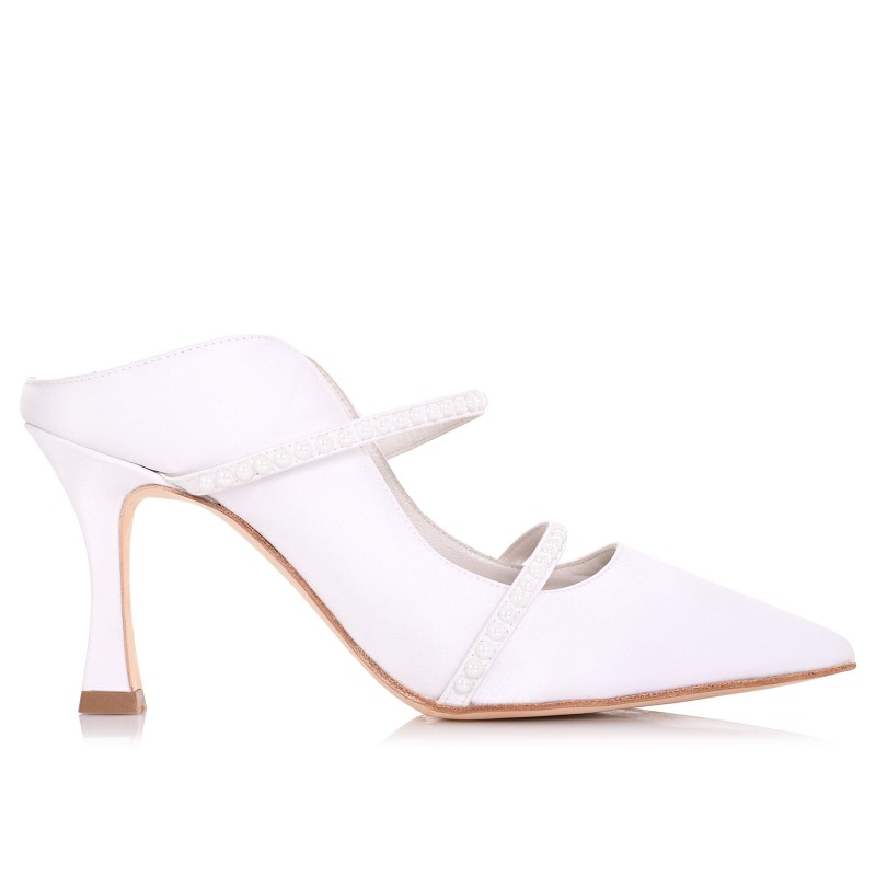 Bridal Mules White Satin