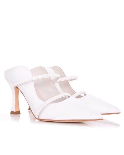 Bridal Mules White Satin