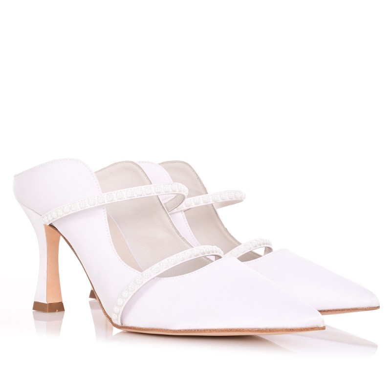 Bridal Mules White Satin