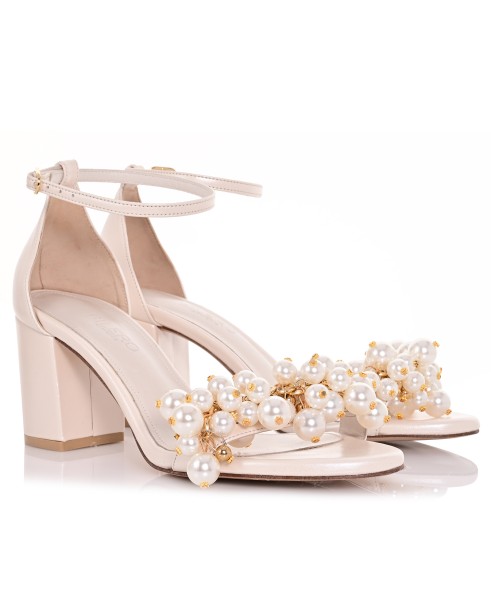 Ivory Pearl Leather Bridal Sandals