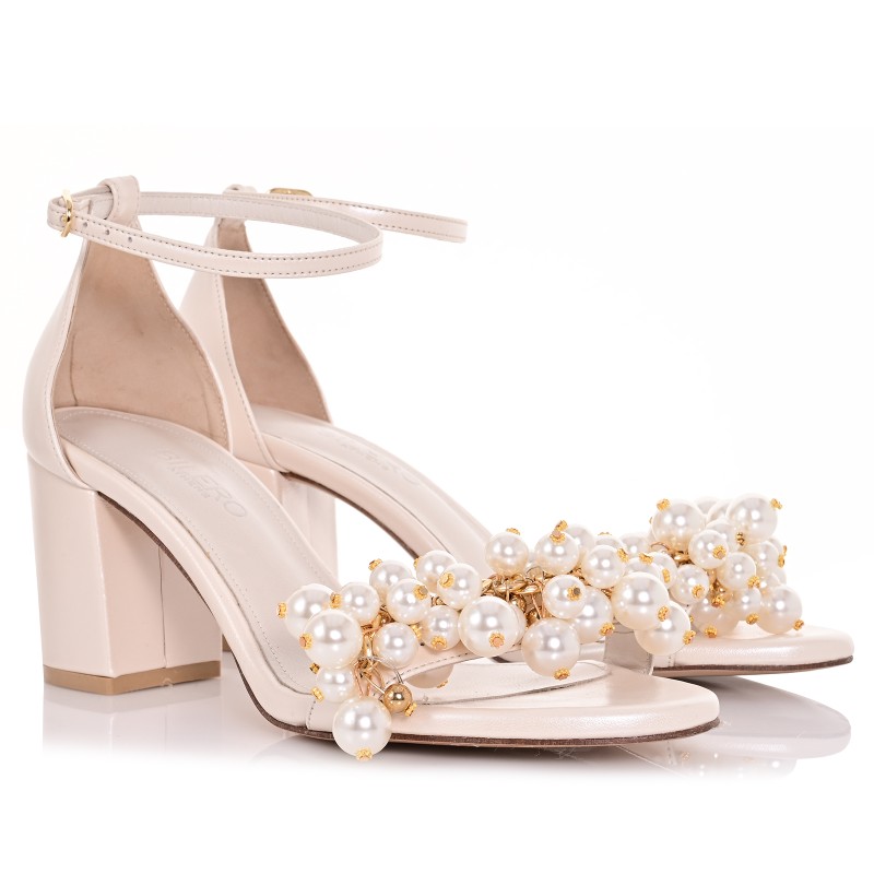 Ivory Pearl Leather Bridal Sandals