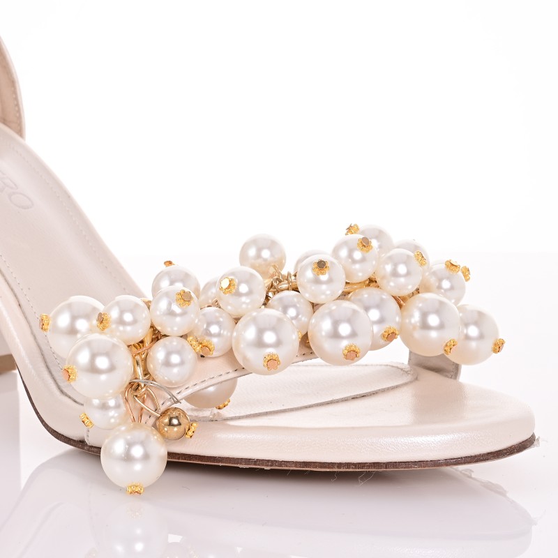 Ivory Pearl Leather Bridal Sandals