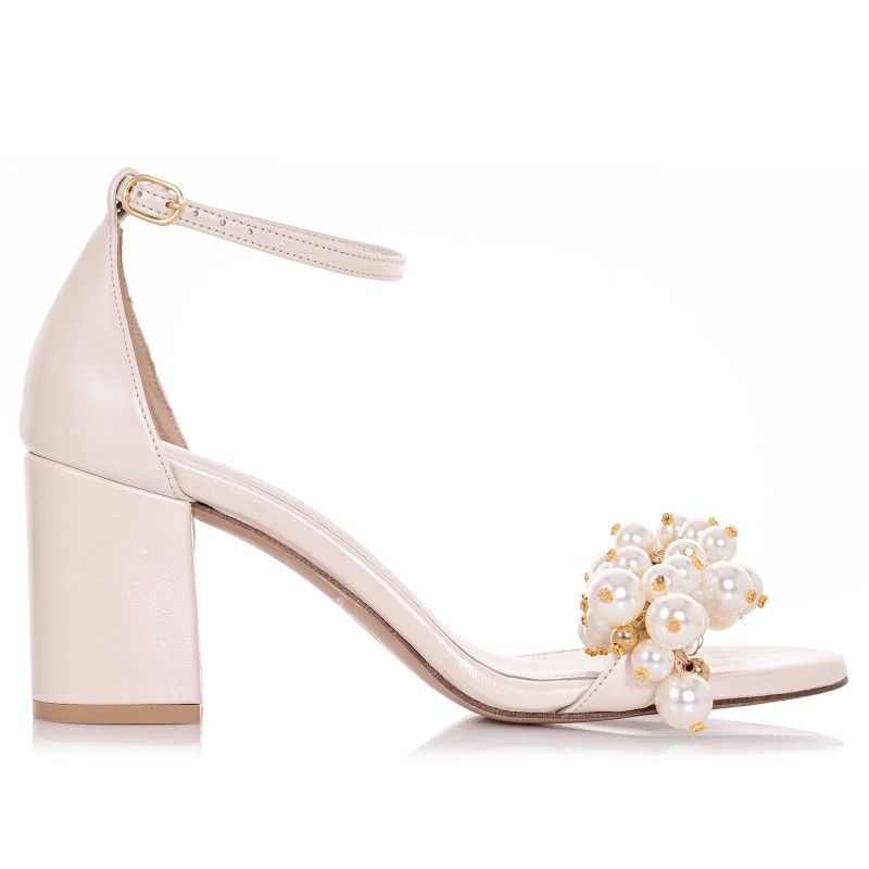 Ivory Pearl Leather Bridal Sandals