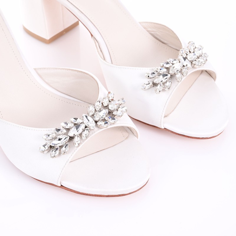 White Satin Bridal Sandals