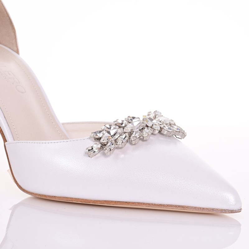 Bridal Pumps White Pearl Leather