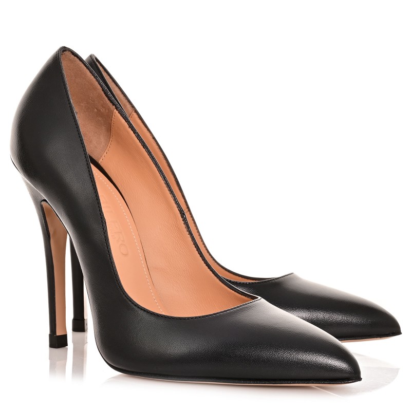 Women Black Leather Pumps