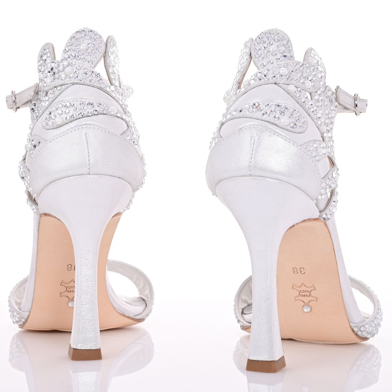 Silver Bridal Sandals With Crystal