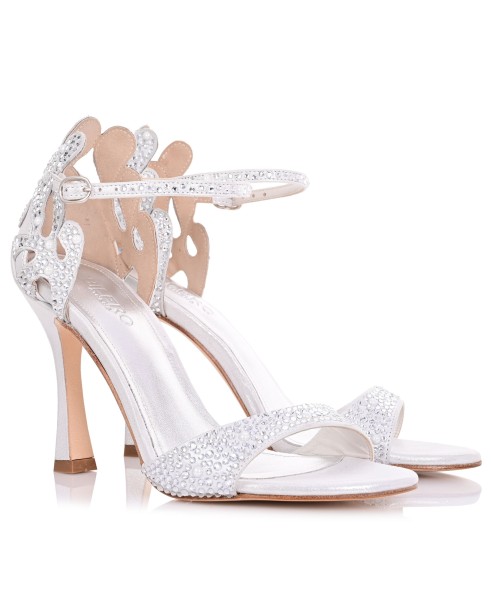 Silver Bridal Sandals With Crystal