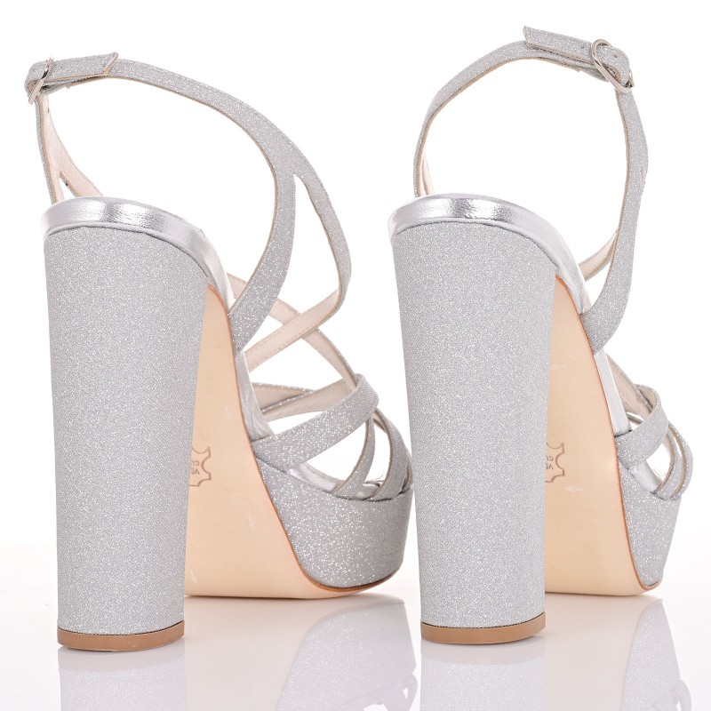 Silver Glitter Bridal Sandals