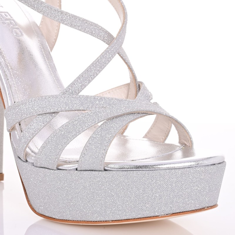 Silver Glitter Bridal Sandals