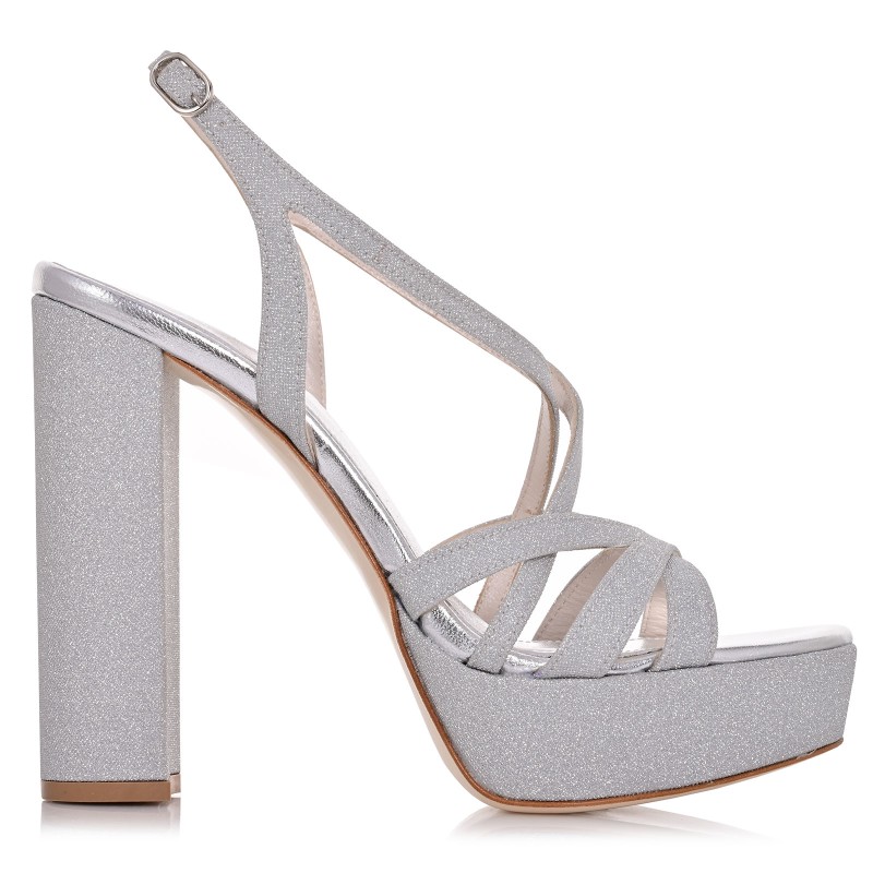 Silver Glitter Bridal Sandals