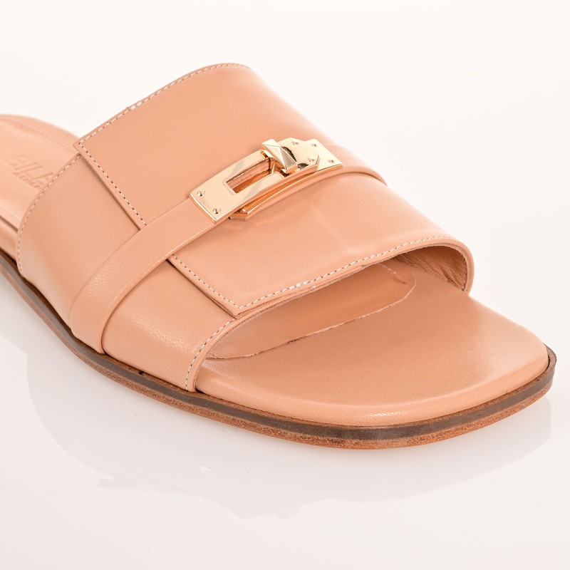 Women Mules Flats Biscotti Leather