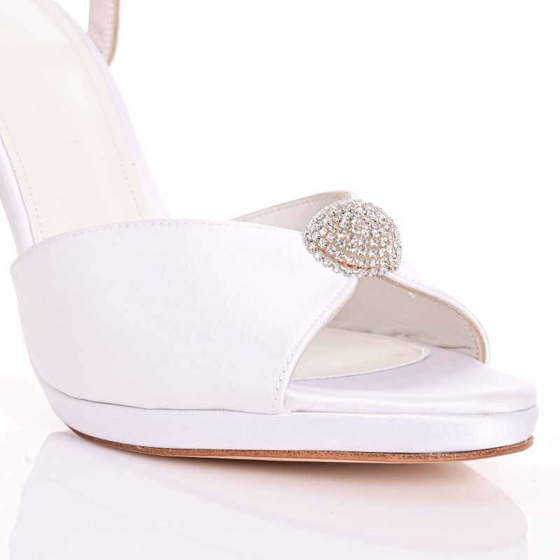 White Satin Bridal Sandals