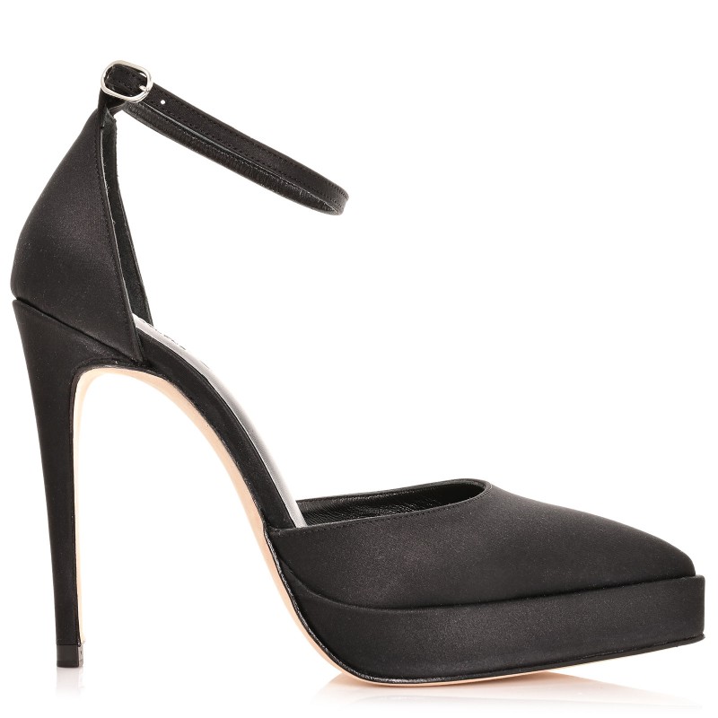 Women Black Satin Pumps