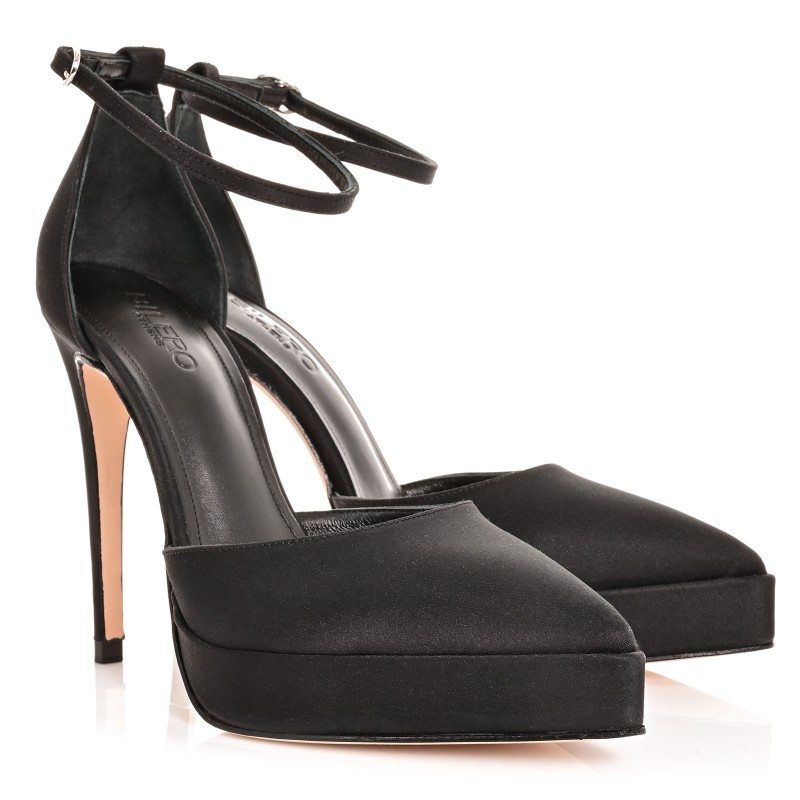 Women Black Satin Pumps